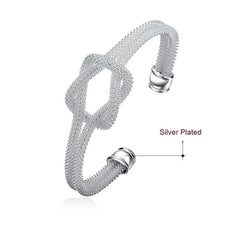 Thalia White Gold Plated Love Knot Mesh Bangle