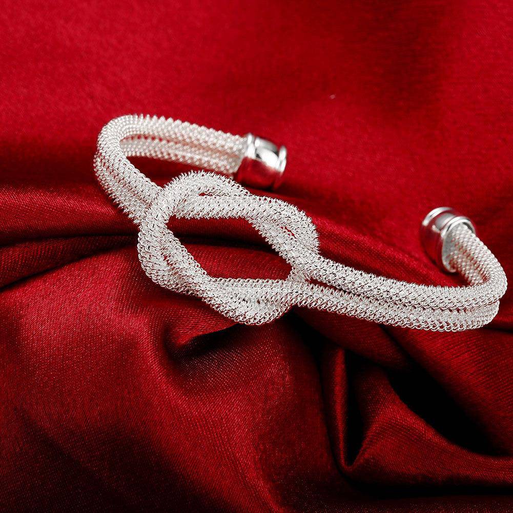 Thalia White Gold Plated Love Knot Mesh Bangle