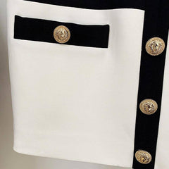 Corinne Two-tone Button Design Skirt