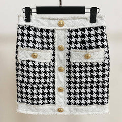 Gabriela Houndstooth Pattern Print Mini Skirt