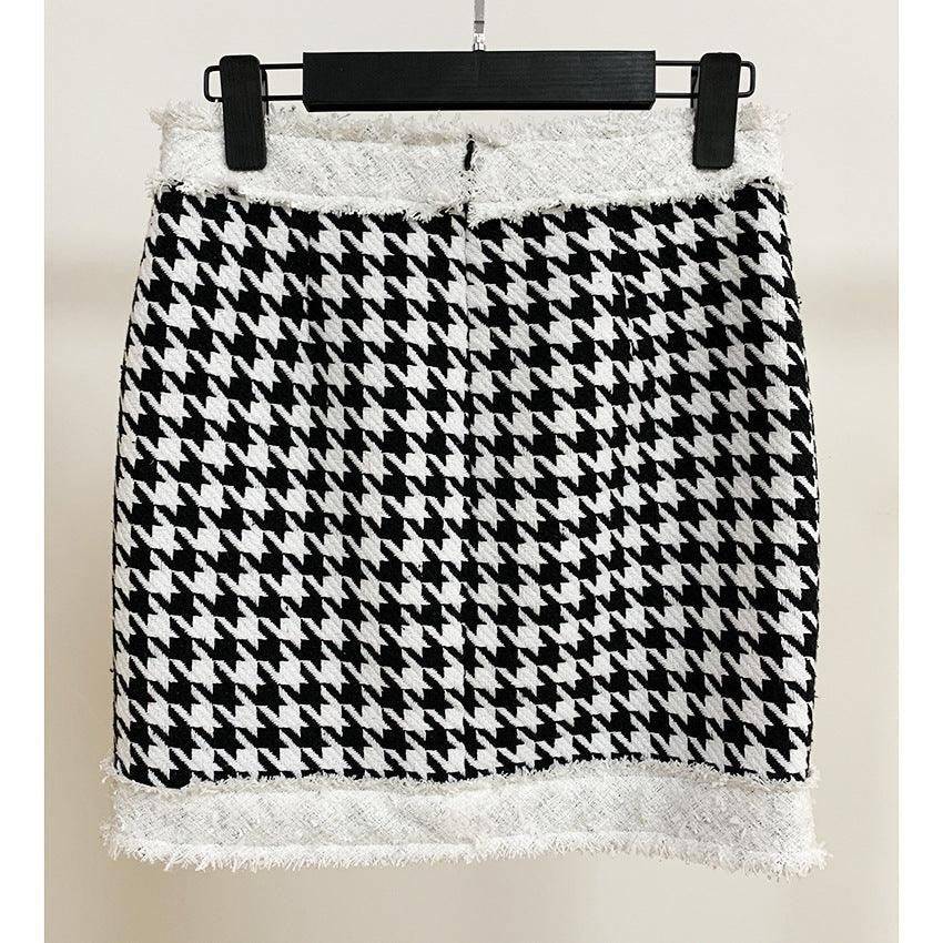 Gabriela Houndstooth Pattern Print Mini Skirt