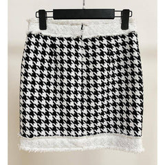 Gabriela Houndstooth Pattern Print Mini Skirt
