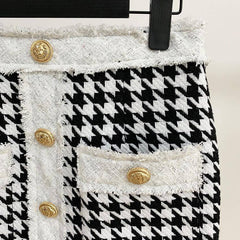 Gabriela Houndstooth Pattern Print Mini Skirt