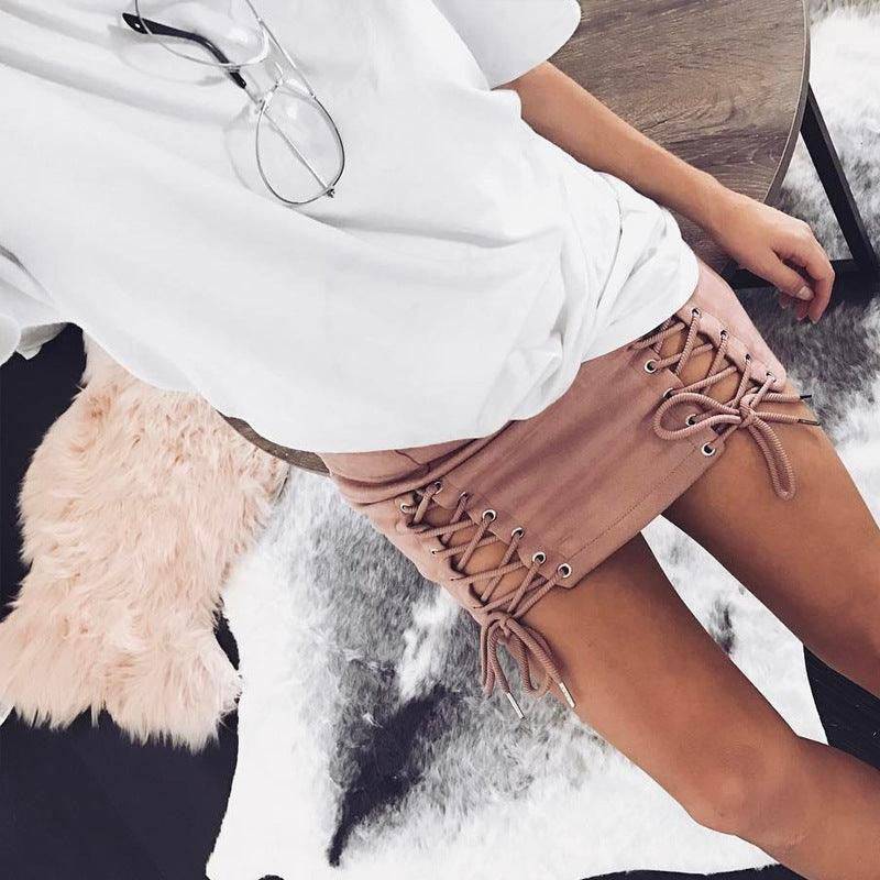 Briley Criss Cross Lace Up Mini Skirt