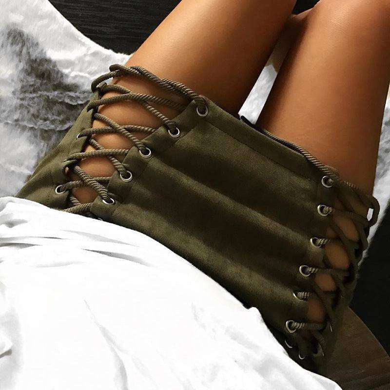 Briley Criss Cross Lace Up Mini Skirt