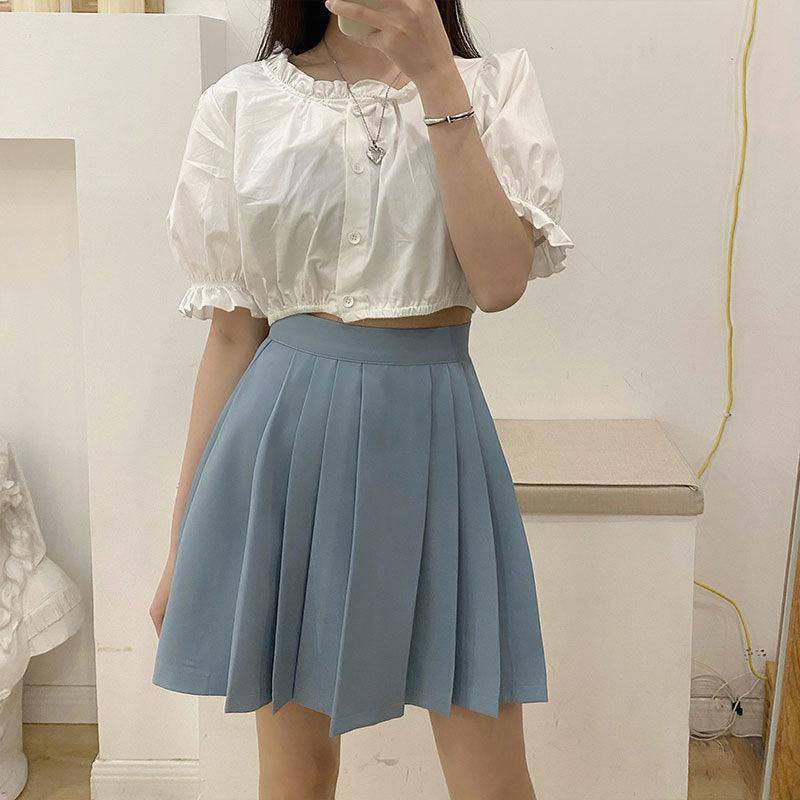 Evangeline Solid Pleated Skirt