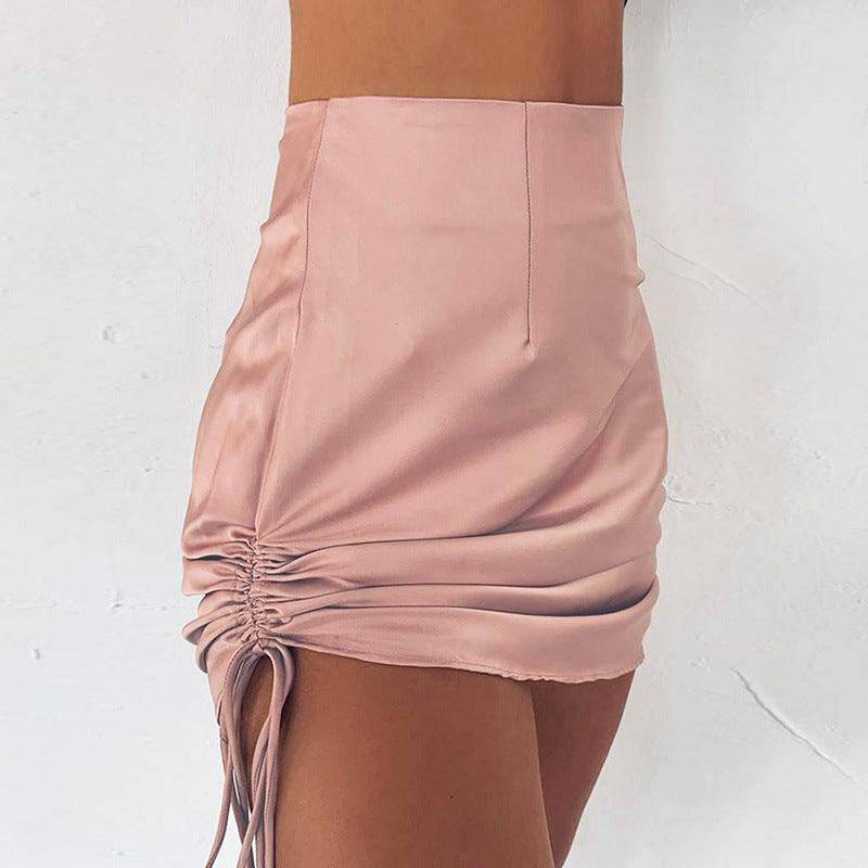 Aubree Drawstring Satin Skirt