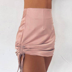 Aubree Drawstring Satin Skirt