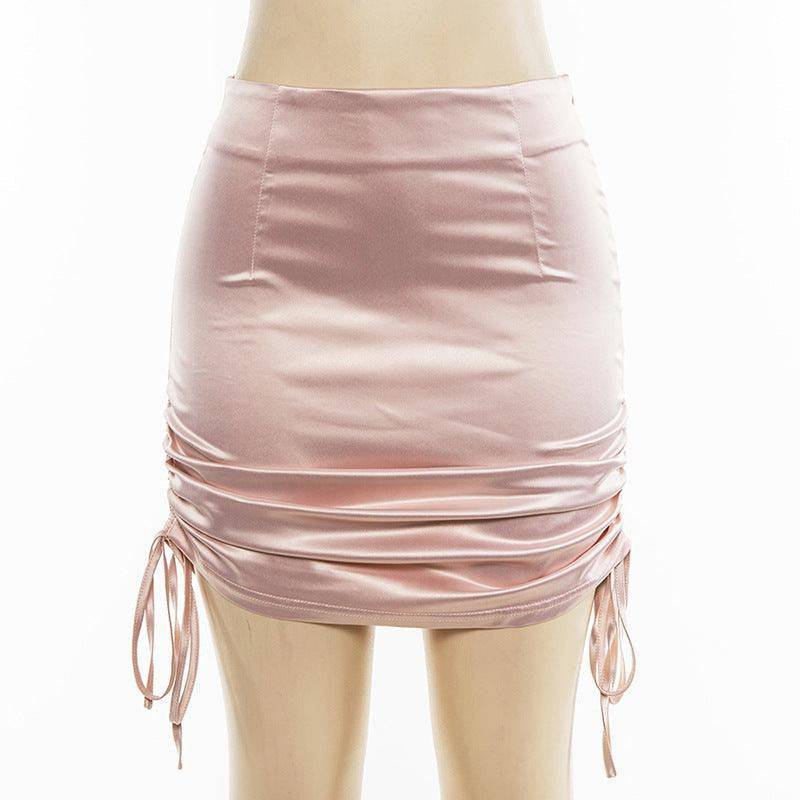 Aubree Drawstring Satin Skirt