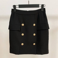 Peyton Solid Button Design Skirt