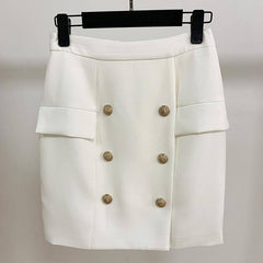 Peyton Solid Button Design Skirt