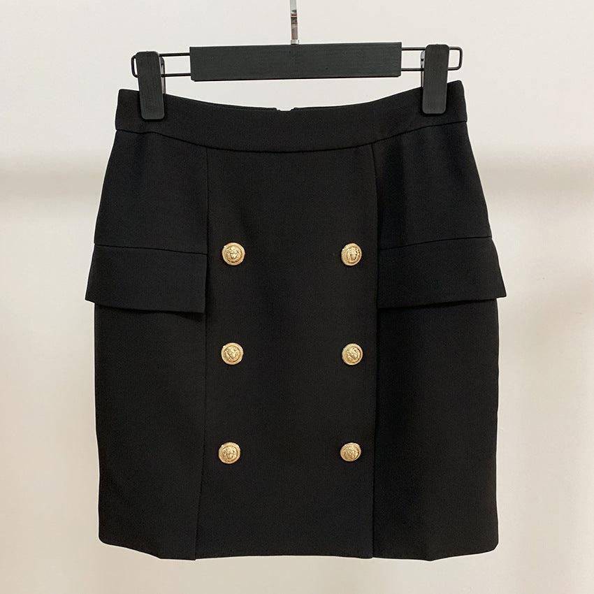Peyton Solid Button Design Skirt