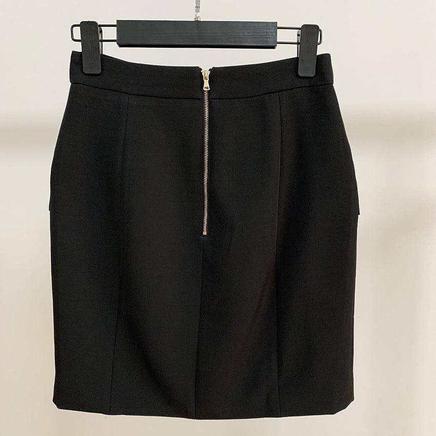 Peyton Solid Button Design Skirt