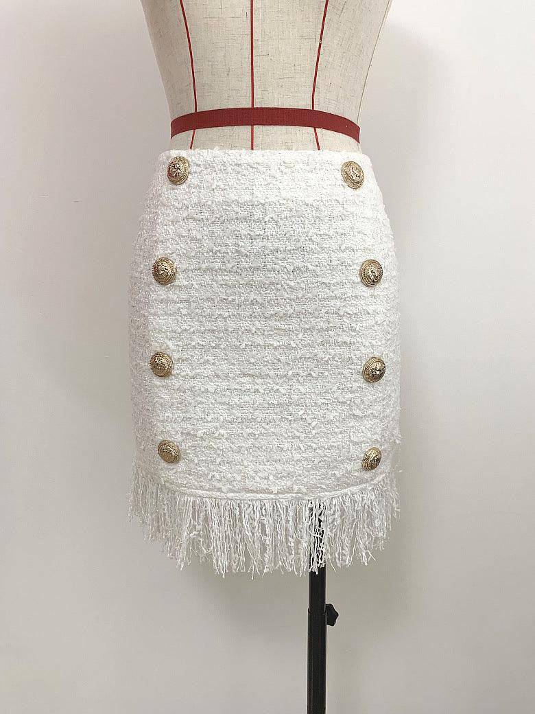 Angela Tweed Tassel Trim Skirt