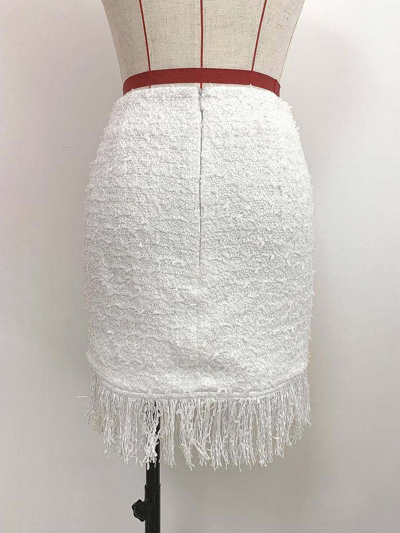 Angela Tweed Tassel Trim Skirt