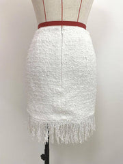 Angela Tweed Tassel Trim Skirt
