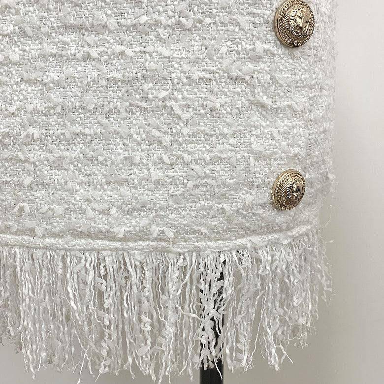 Angela Tweed Tassel Trim Skirt