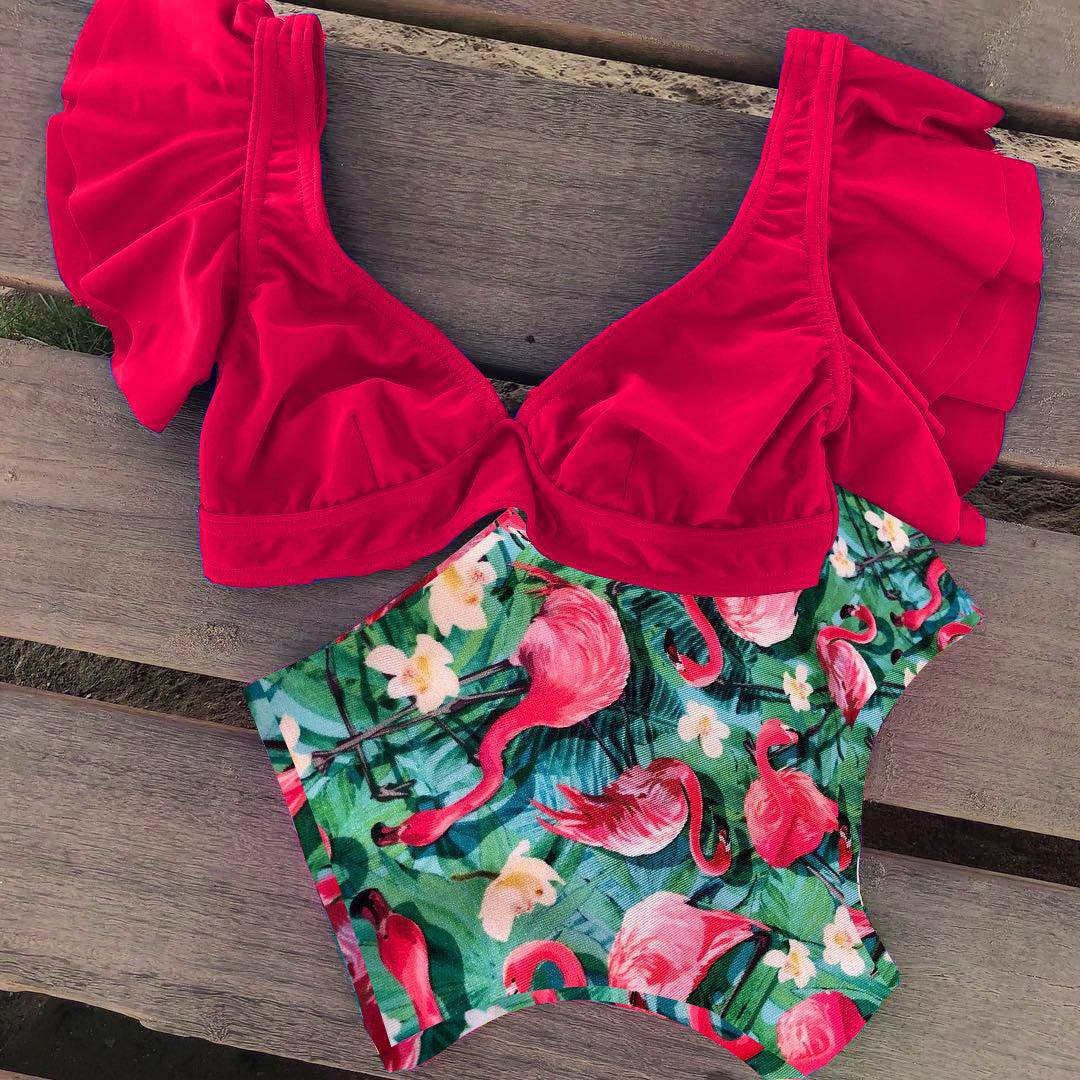 Ann Ruffle Sleeve Bikini Swimsuit