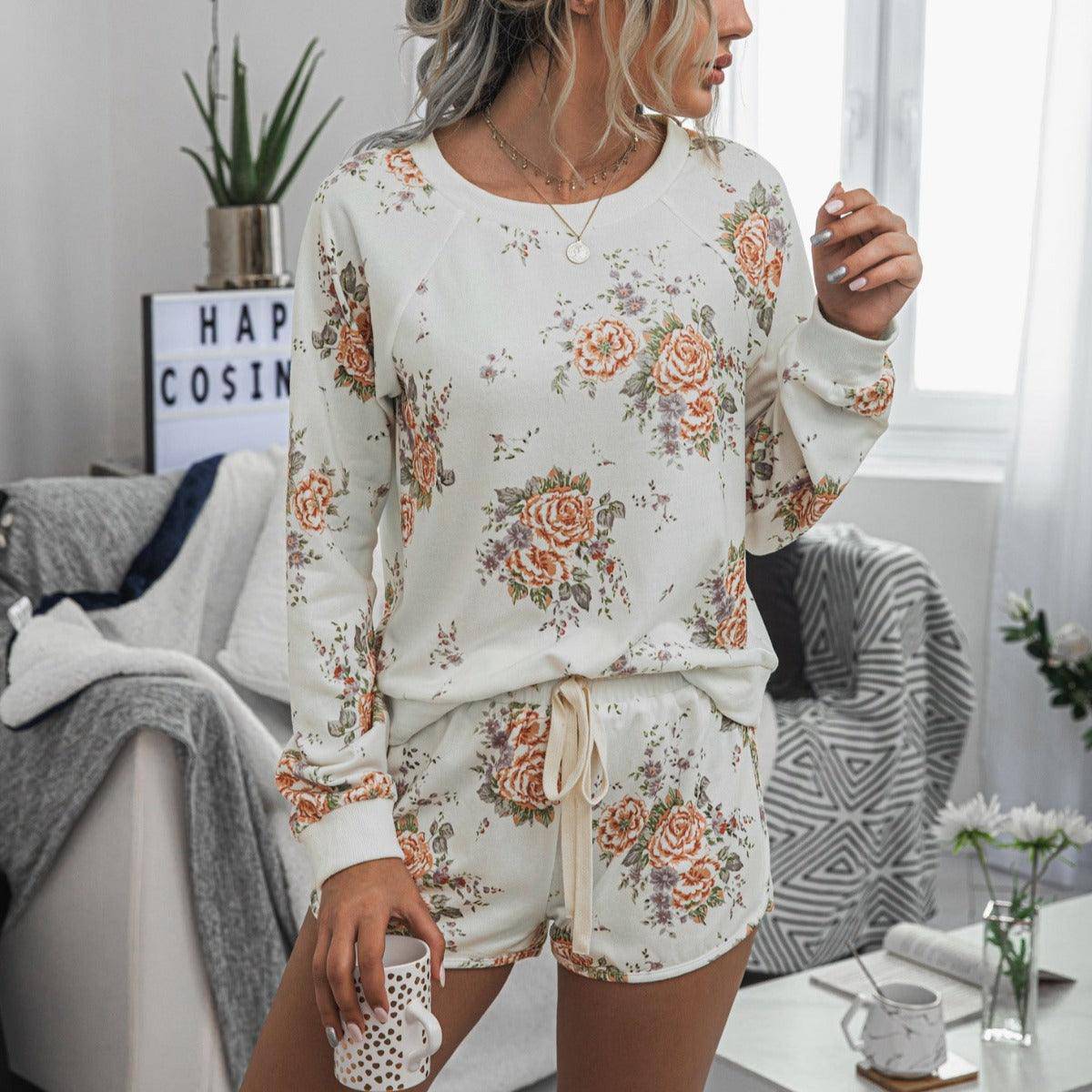 Kelsie Floral Long Sleeve Top and Shorts Set