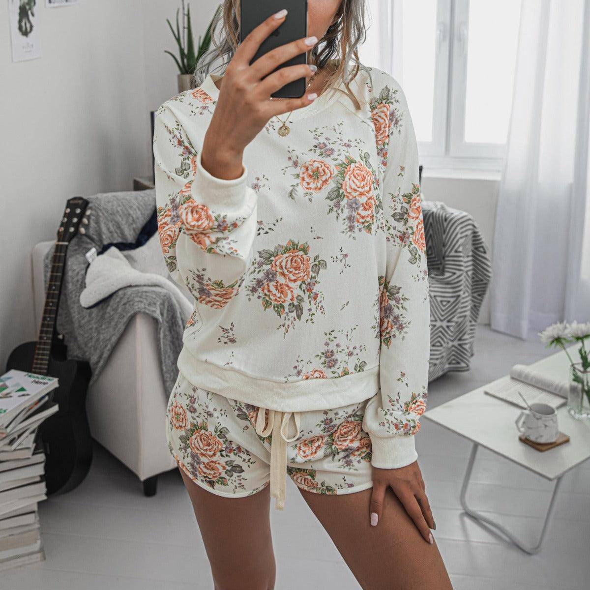 Kelsie Floral Long Sleeve Top and Shorts Set