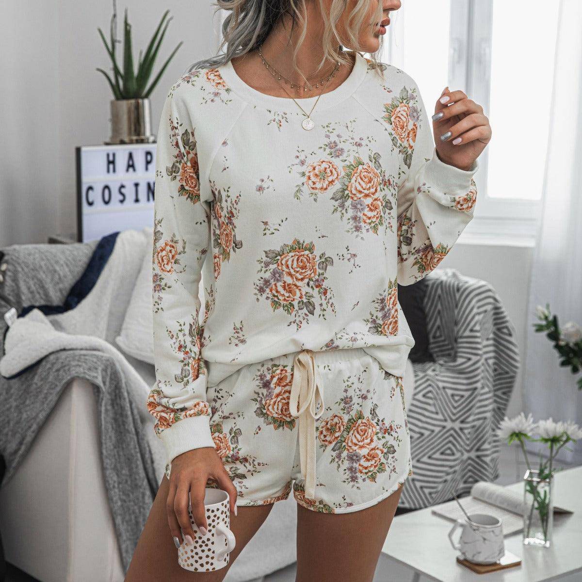 Kelsie Floral Long Sleeve Top and Shorts Set