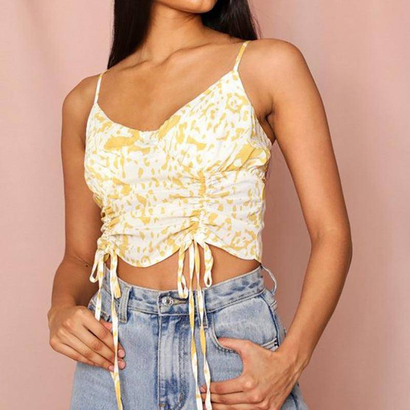 Nathalie Allover Print Drawstring Cami Top