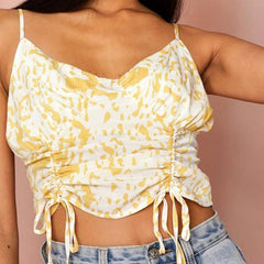 Nathalie Allover Print Drawstring Cami Top