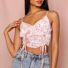Nathalie Allover Print Drawstring Cami Top