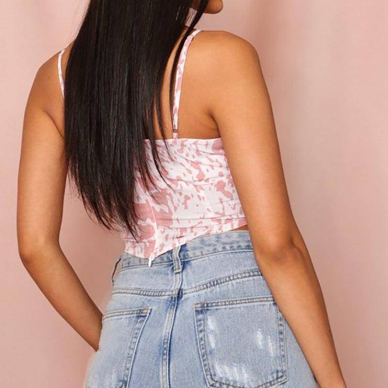 Nathalie Allover Print Drawstring Cami Top