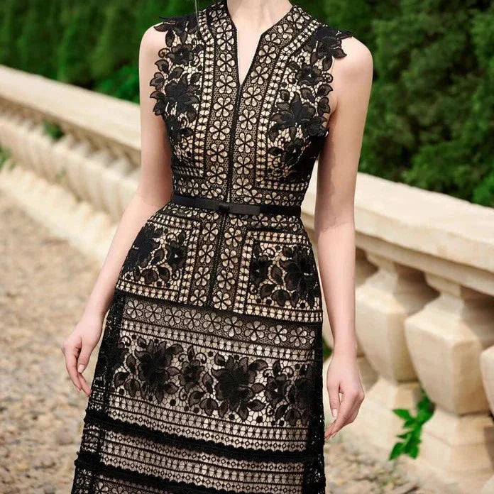 Jayda See-Through Lace Midi Dress