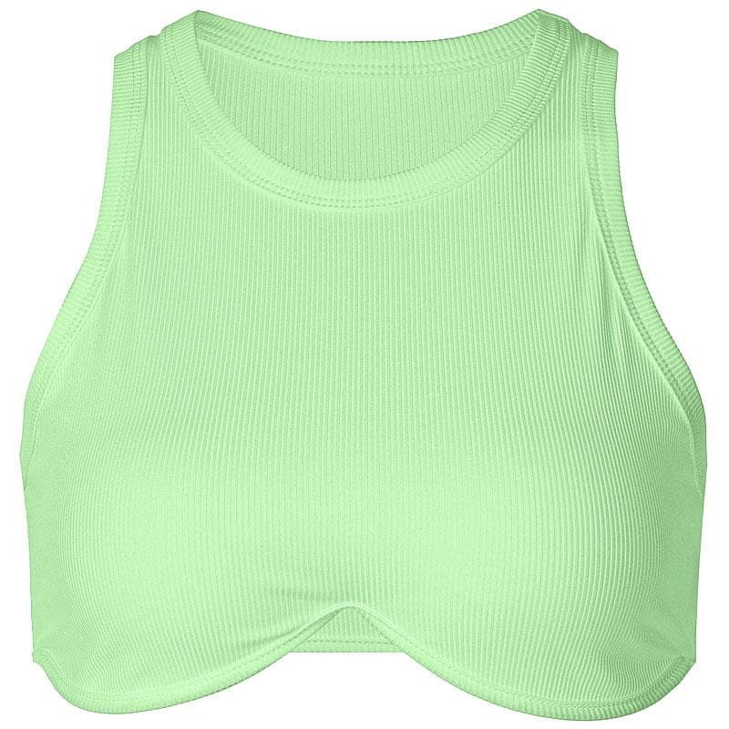 Ribbed sleeveless solid crewneck crop top