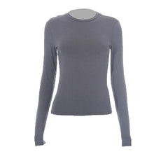 Crewneck solid long sleeve top