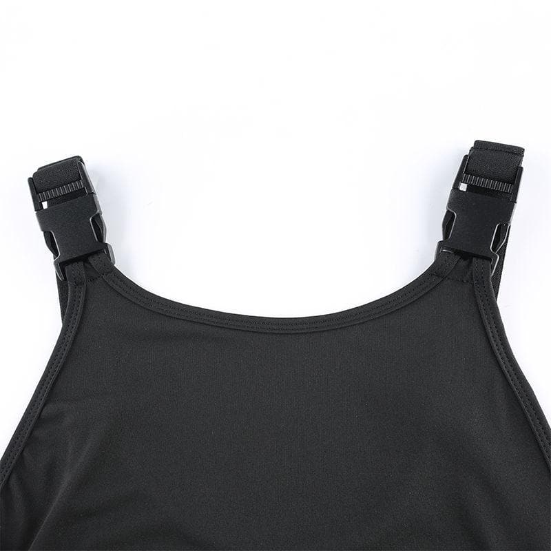 Solid button sleeveless bodysuit