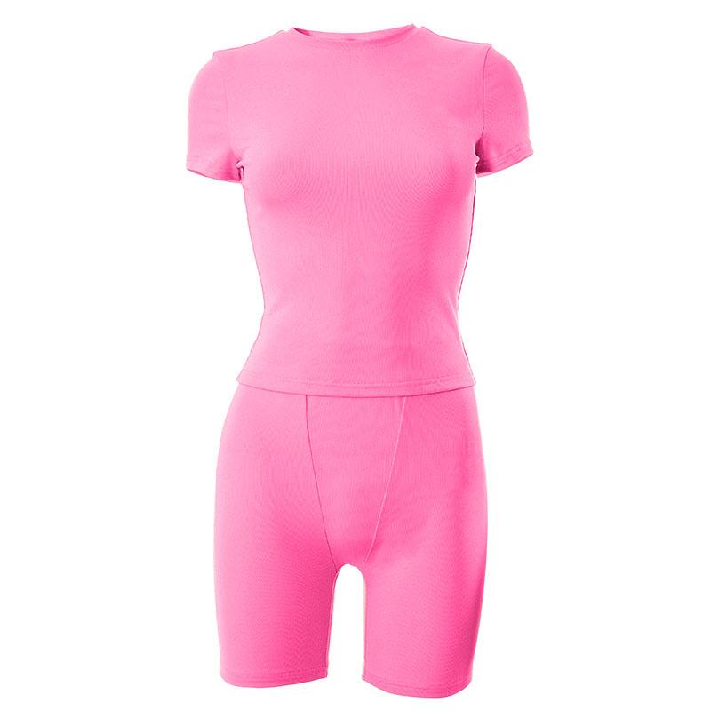 Short sleeve crewneck solid ribbed pant set