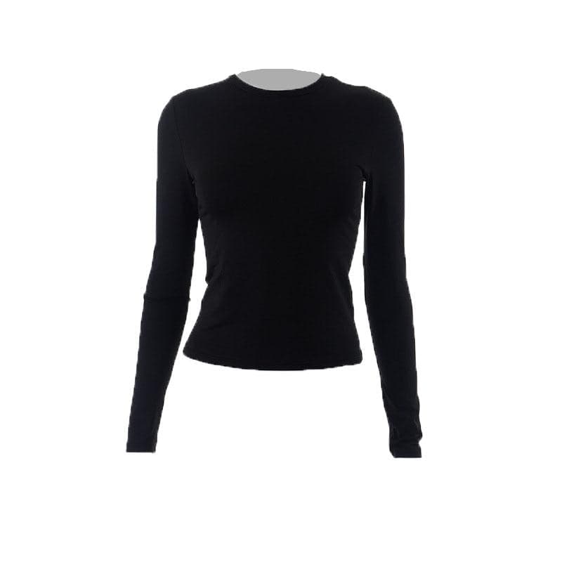 Crewneck solid long sleeve top