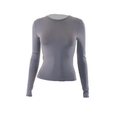 Crewneck solid long sleeve top