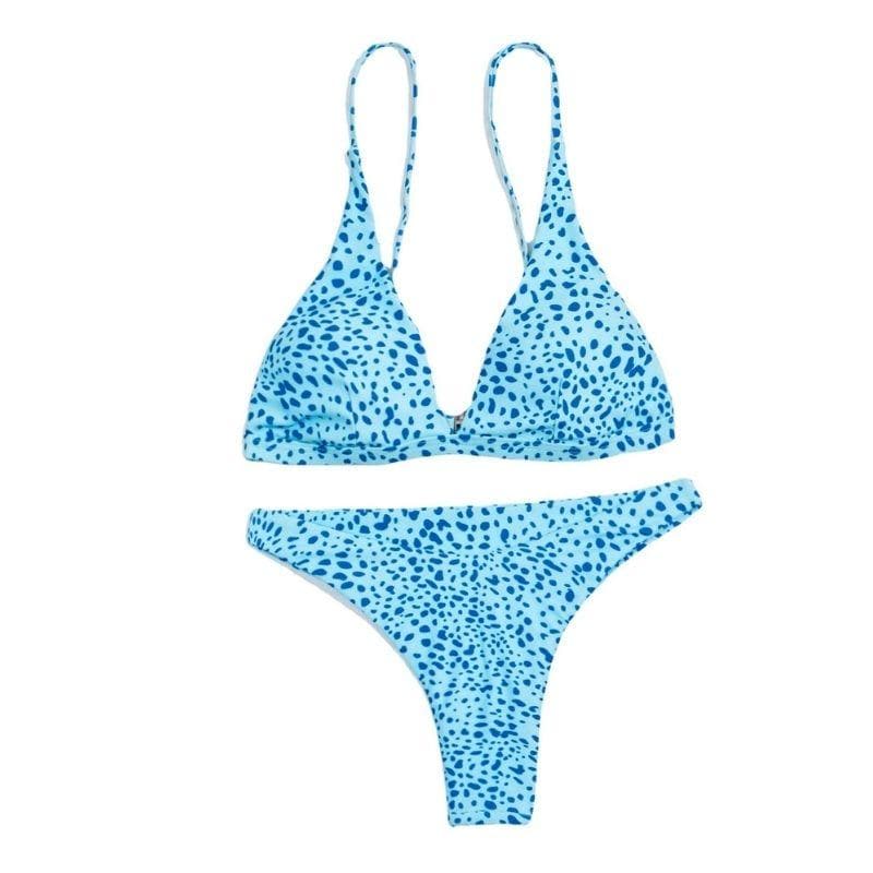 Contrast polka dot padded bikini swimwear
