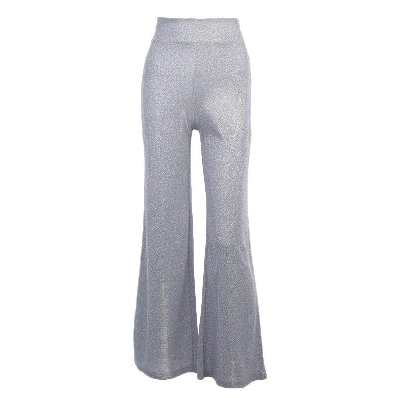 Textured zip-up high rise wide leg pant