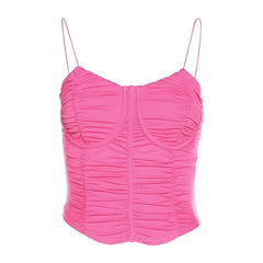 Sleeveless solid v neck ruched backless cami top