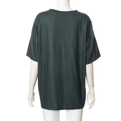 Contrast print short sleeve crewneck T-shirt top