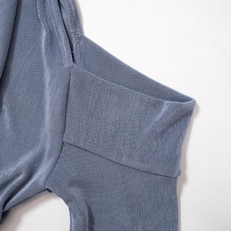 Solid off shoulder long sleeve irregular ruched top