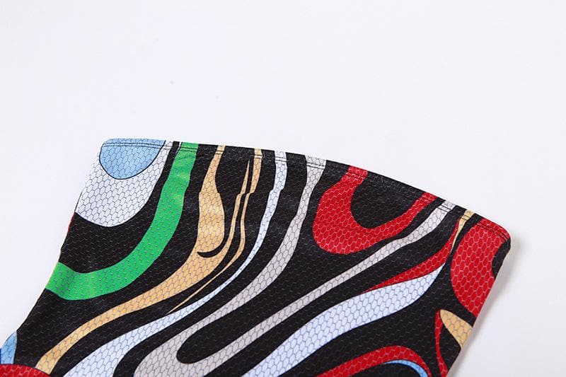 Contrast print backless sleeveless tube mini dress