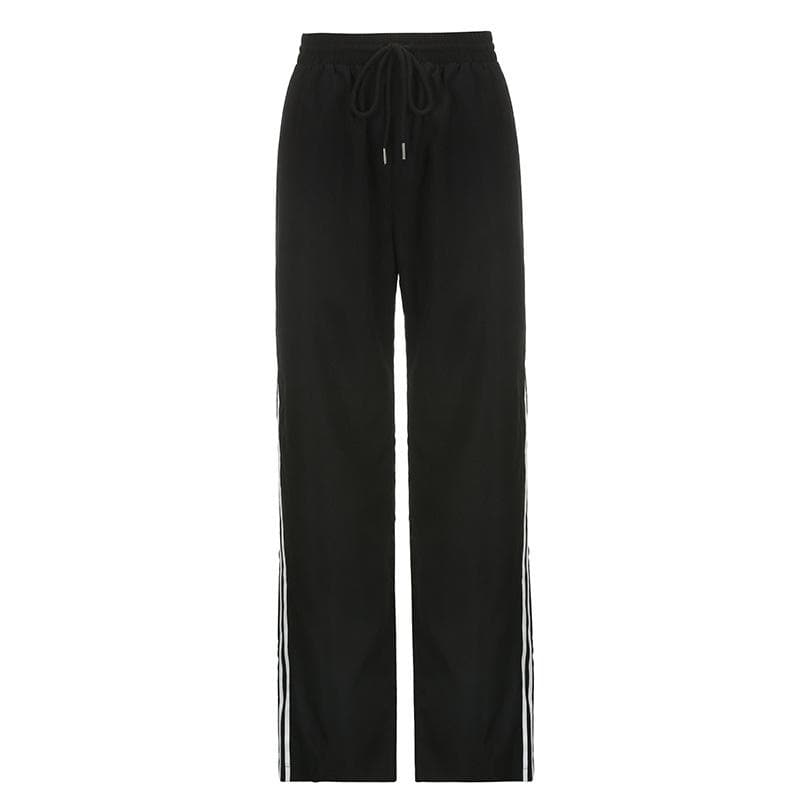 Contrast striped ruched self tie sports pants