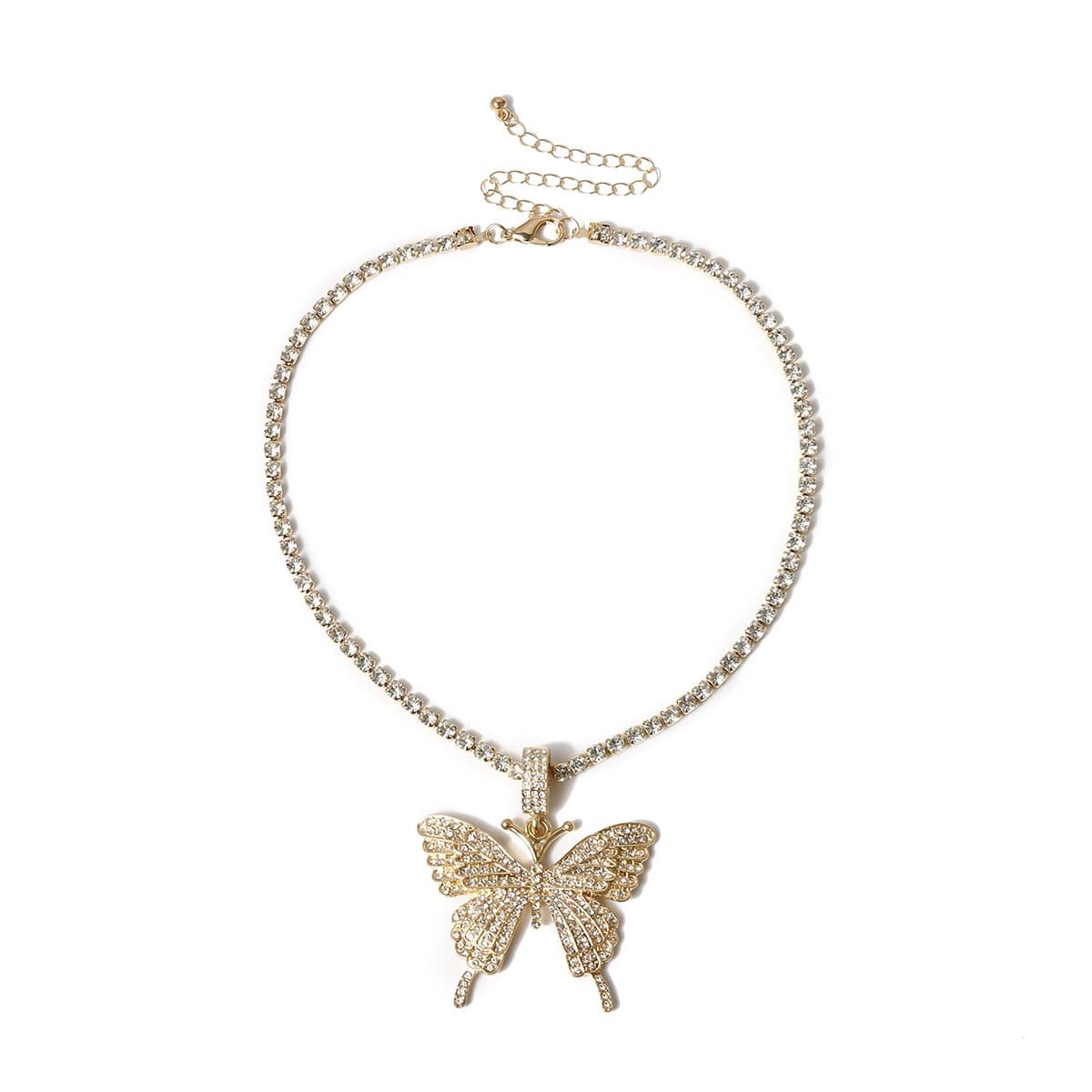 Butterfly pendant rhinestone necklace