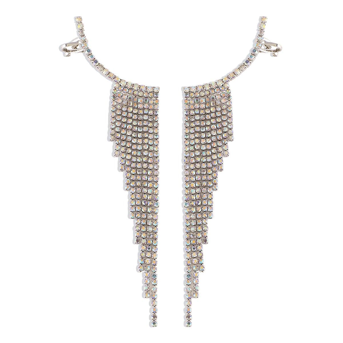 Tassels rhinestone pendant irregular earrings