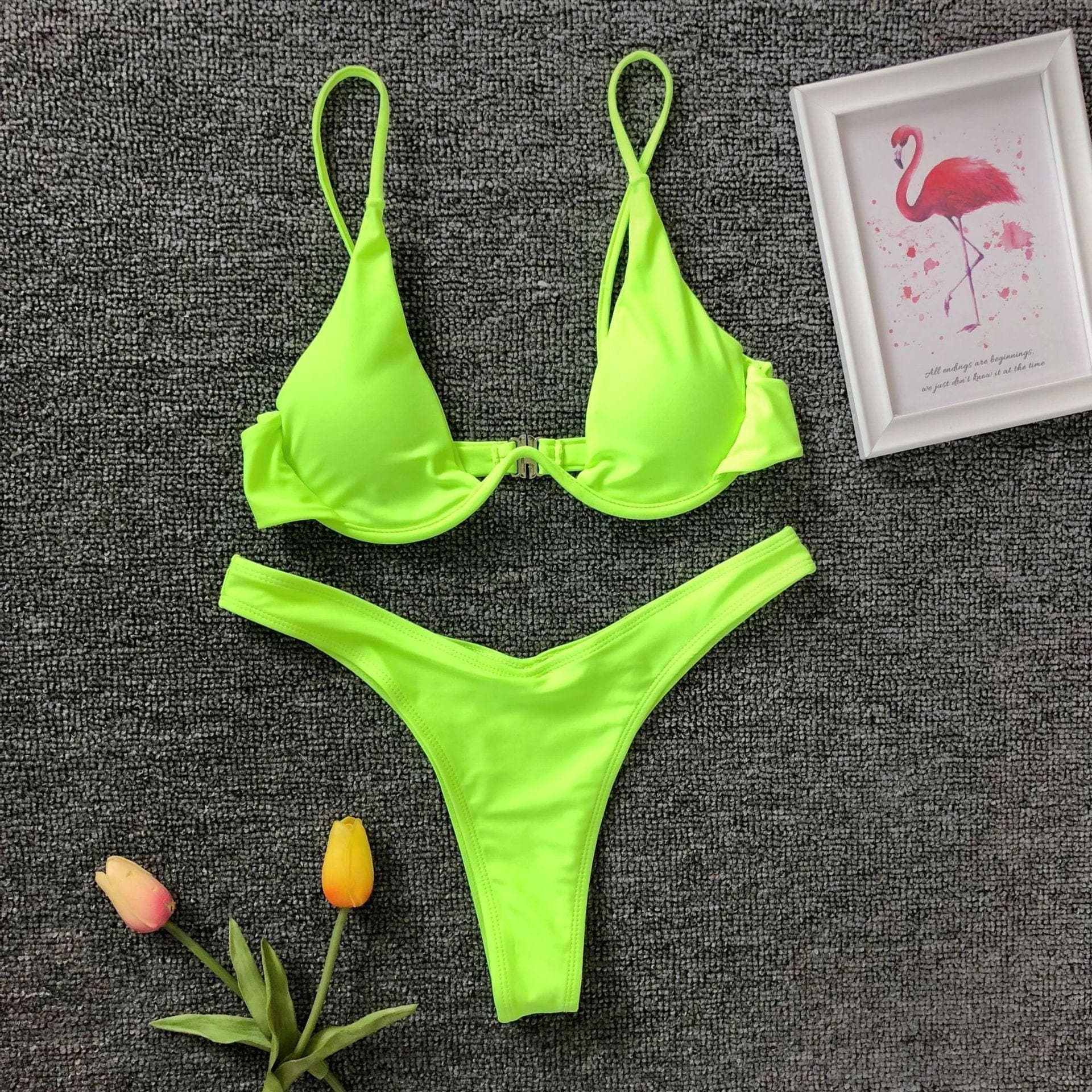 Push up solid bikini