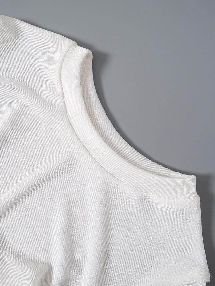 Solid short sleeve crewneck ruched top