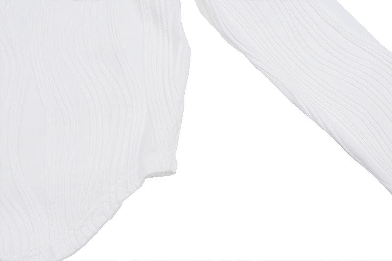 Textured u neck solid long sleeve corset crop top