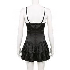 Satin v neck backless zip-up ruched solid cami mini dress