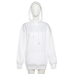 Contrast print hoodie pocket long sleeve top